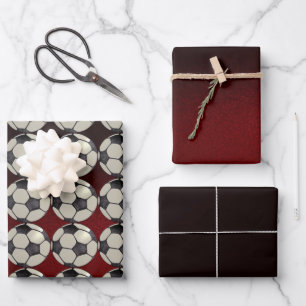 Hoja De Papel De Regalo Balón de fútbol / Burgandy