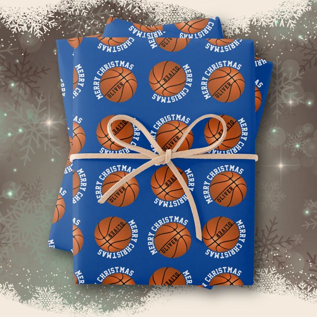 Hoja De Papel De Regalo Baloncesto Balas niños Deportes Feliz Navidad (Subido por el creador)