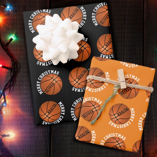 Hoja De Papel De Regalo Baloncesto Balas niños Deportes Feliz Navidad (Subido por el creador)