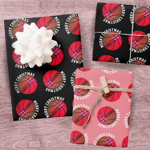 Hoja De Papel De Regalo Baloncesto Balas Niños Nombre Navidades Deportivos