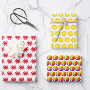 Hoja De Papel De Regalo Baloncesto con arco iris Cangrejo Vacaciones en Su