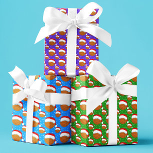 Hoja De Papel De Regalo Baloncesto con colores de Gorra y copos de nieve d