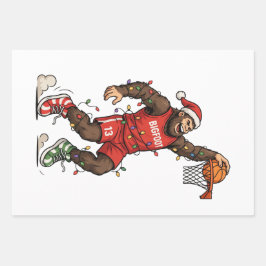 Hoja De Papel De Regalo Baloncesto de Bigfoot Sasquatch Navidad 2026 Holid