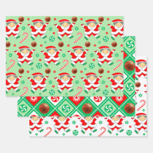 Hoja De Papel De Regalo Baloncesto de chicas de Navidad