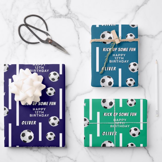 Hoja De Papel De Regalo Baloncesto de fútbol Niños Deportivos Fiesta de cu (Anverso)