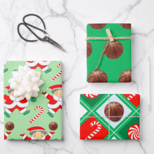 Hoja De Papel De Regalo Baloncesto Femenino Navidad