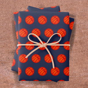 Hoja De Papel De Regalo Baloncesto Patrón de bola Azul Deportes