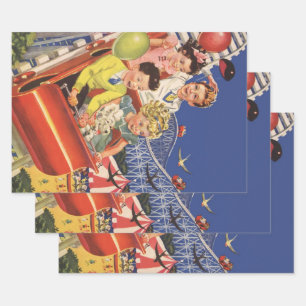 Hoja De Papel De Regalo Balones de niños de la época de la montaña rusa de