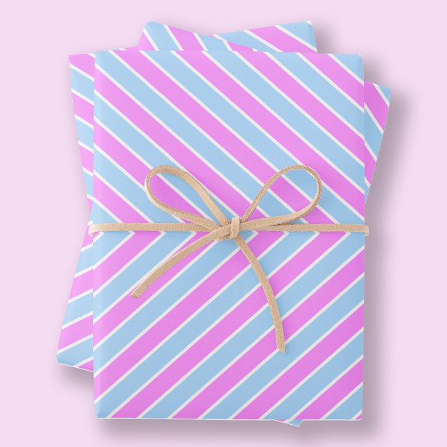 Hoja De Papel De Regalo Banda moderna color pastel azul claro rosa pálido (Subido por el creador)