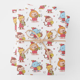 Hoja De Papel De Regalo Banda Musical de Animales Marchando Cumpleaños de 