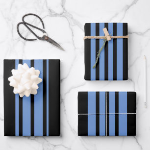 Hoja De Papel De Regalo Bandas Azul Y Negro