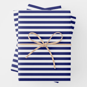 Hoja De Papel De Regalo Bandas de marinero azul (pequeña escala)