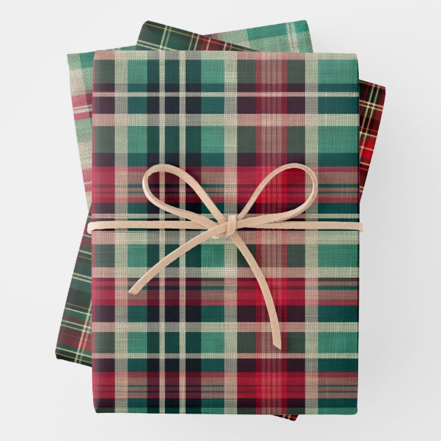 Hoja De Papel De Regalo Bandas de plástico verde de crema roja de vacacion (In situ)