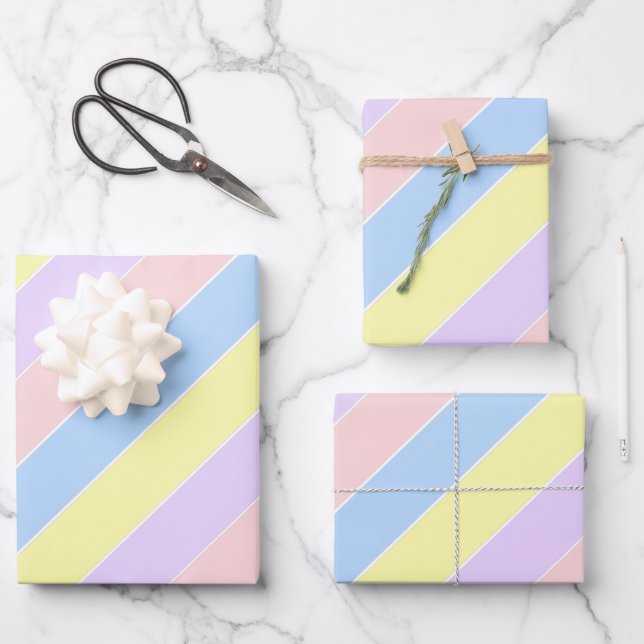 Hoja De Papel De Regalo Bandas de primavera de Pastel (Anverso)