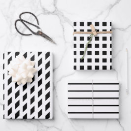 Hoja De Papel De Regalo Bandas de rayas planas modernas y patrones de reji