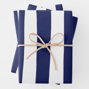 Hoja De Papel De Regalo Bandas desiguales - Azul y Blanco