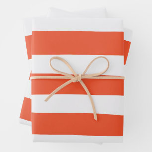 Hoja De Papel De Regalo Bandas desiguales - Naranja y blanco