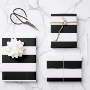 Hoja De Papel De Regalo Bandas en blanco y negro, patrón a rayas, líneas