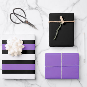 Hoja De Papel De Regalo Bandas negras, púrpura y blanca