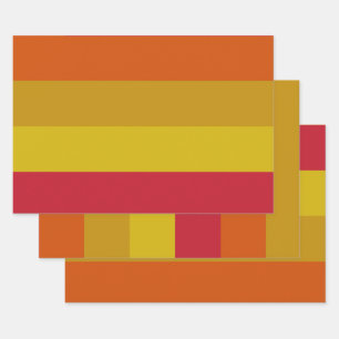 Hoja De Papel De Regalo Bandas rojas, amarillas, doradas y Naranjas