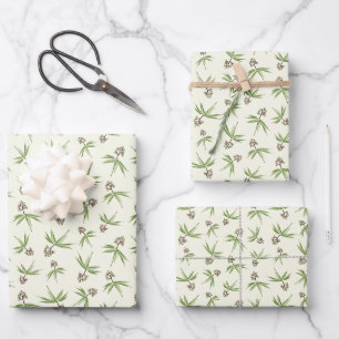 Hoja De Papel De Regalo Bandas rojas en flor en crema - patrón sin fisuras