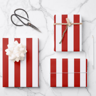 Hoja De Papel De Regalo Bandas rojas y blancas