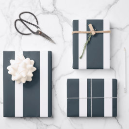 Hoja De Papel De Regalo Bandas verticales azul de la marina