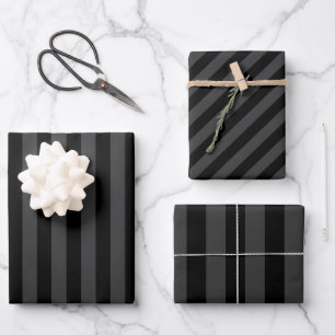 Hoja De Papel De Regalo Bandas verticales Elagnat Black & Smoky Black