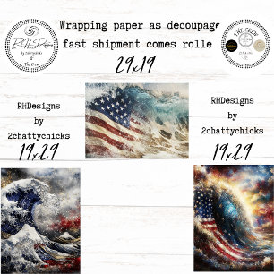 Hoja De Papel De Regalo Bandera Americana Patriótica Océano Decoupage