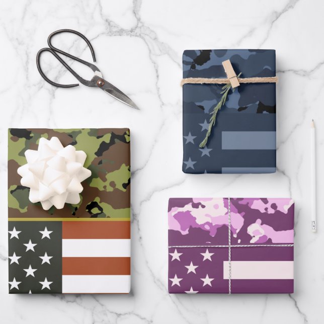 Hoja De Papel De Regalo Bandera Camo de Estados Unidos (Anverso)