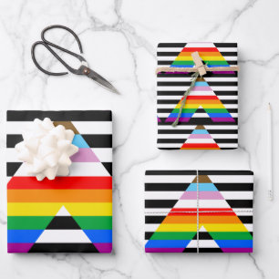 Hoja De Papel De Regalo Bandera de orgullo aliada al progreso LGBTQ