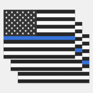 Hoja De Papel De Regalo Bandera delgada de la línea azul de Estados Unidos