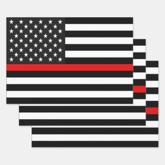 Hoja De Papel De Regalo Bandera delgada de la línea roja de Estados Unidos