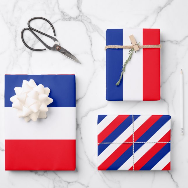 Hoja De Papel De Regalo Bandera francesa Colores patrióticos Viajes intern (Anverso)