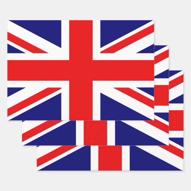 Hoja De Papel De Regalo Bandera Nacional Británica - Unión Jack (Set)