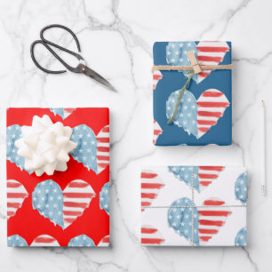 Hoja De Papel De Regalo Bandera Patriótica de EE. UU. Rojo Blanco Azul Ame