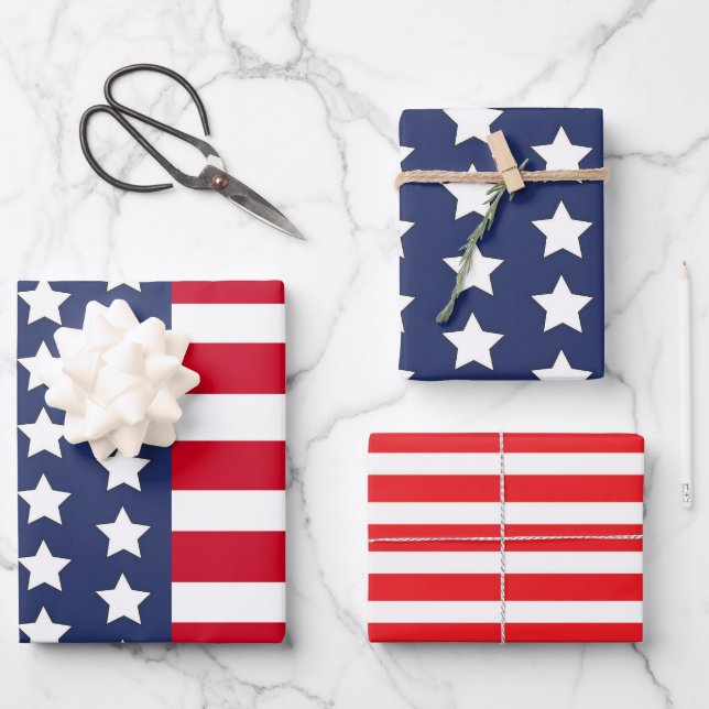 Hoja De Papel De Regalo Bandera patriótica de los Estados Unidos Stars & S (Anverso)