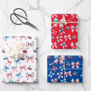 Hoja De Papel De Regalo Banderas y cerezas