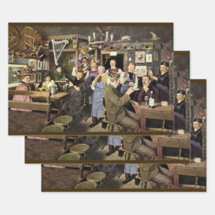 Hoja De Papel De Regalo Bar restaurante vintage La gente celebra al Fiesta