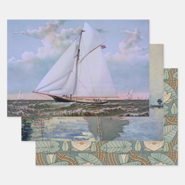 Hoja De Papel De Regalo Barco de vela antiguo (Set)