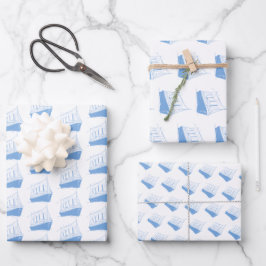 Hoja De Papel De Regalo Barco náutico azul y blanco