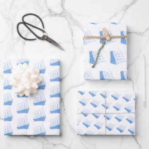 Hoja De Papel De Regalo Barco náutico azul y blanco
