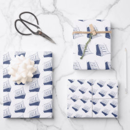 Hoja De Papel De Regalo Barco náutico azul y blanco