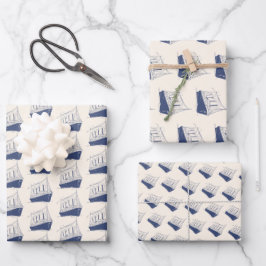 Hoja De Papel De Regalo Barco náutico azul y blanco
