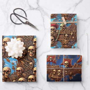 Hoja De Papel De Regalo Barco pirata de piratas de ultramar pirata