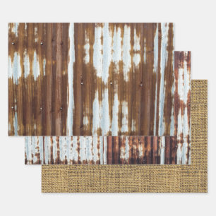 Hoja De Papel De Regalo Barn Tin Y Burlap