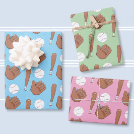 Hoja De Papel De Regalo Baseball Mitt Bat Pattern Wrapping Paper Sheets 