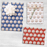 Hoja De Papel De Regalo Baseball Sofball Sport Pattern Red White & Blue<br><div class="desc">Baseball / softball patrón envolver hojas de papel de papel en blanco y azul en rojo. Magnífico papel de envoltura de regalo con temática deportiva.</div>
