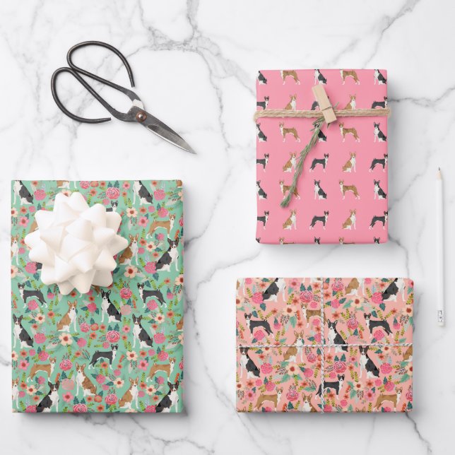 Hoja De Papel De Regalo Basenji Dogs Floral (Anverso)