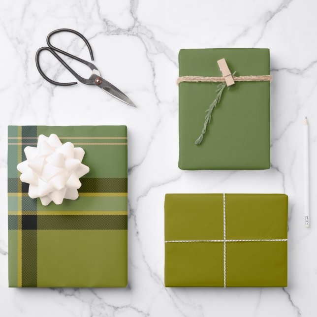 Hoja De Papel De Regalo Basil & Sage Wrapping Paper Flat Sheet Set of 3 (Anverso)